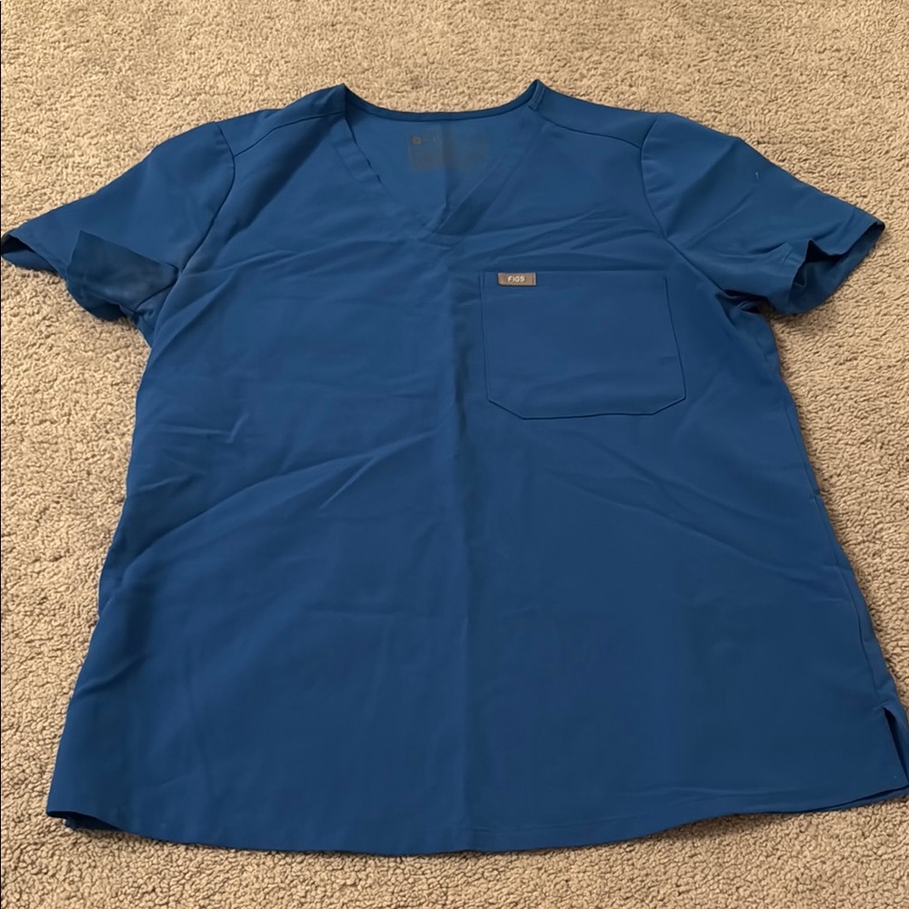 Figs Blue Boxy Relaxed Short Sleeve Tee